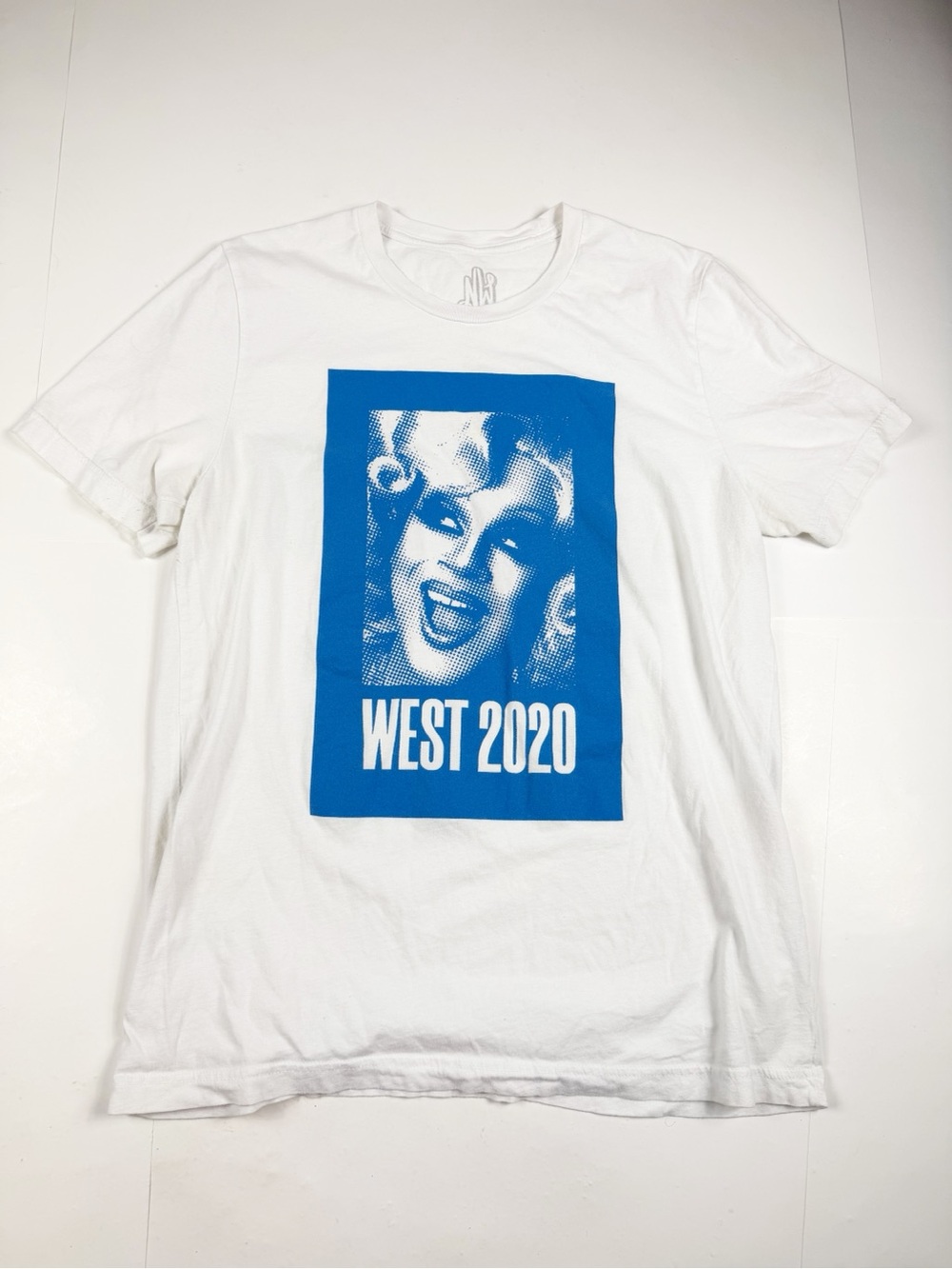 Nina West 2020 Graphic Tee - White with Blue Print
